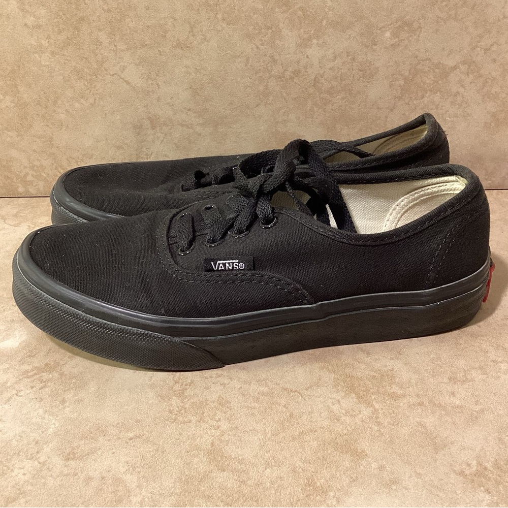 Vans Authentic Black Monochrome Canvas Casual Skate Sneaker US Kids 2.5